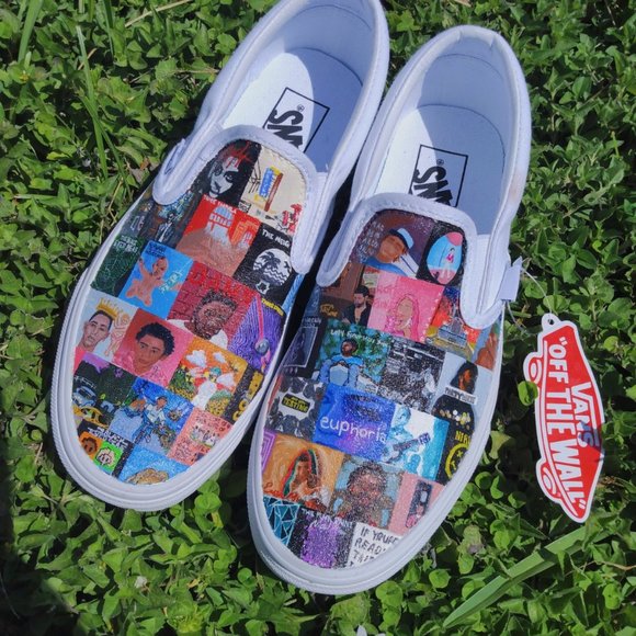 Multi Album Cover(s) Hand-Painted Slip on Vans - Picture 4 of 9